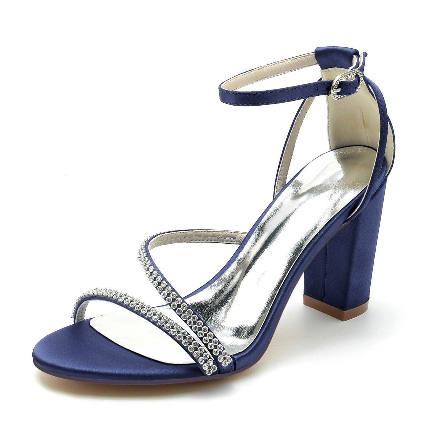 Blue Ankle Strap Heels CK0303 - COCOMELODY
